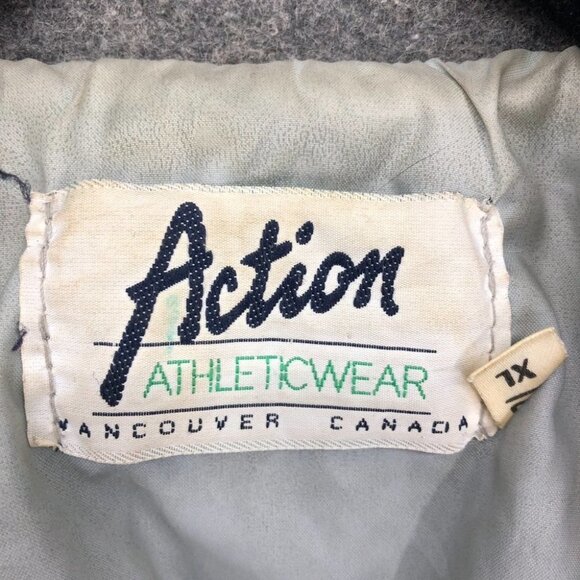 Retro Action Athleticwear  Dual Tone Grey & Black Wool Bomber Jacket XL - Picture 3 of 9